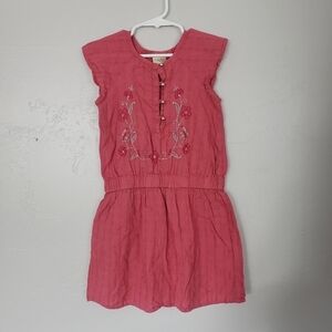 Strawberry Faire Pink Dress Embroidery Buttons Girls 7 Summer Spring